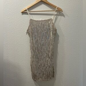 Trixxi Silver Sequin Dress